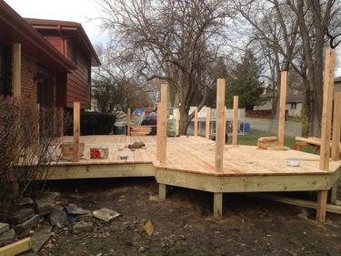 Cedar deck in Darien is ready for railing and stairs. A-Affordable Decks