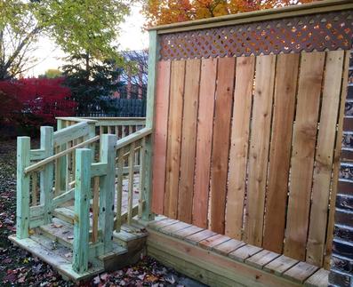 Darien deck with a combination of pressure treated and cedar (privacy screen) used. A Affordable Decks Lombard Illinois deck contractor