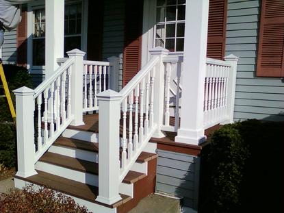 Front porch made of Trex with artisan rail. Villa Park