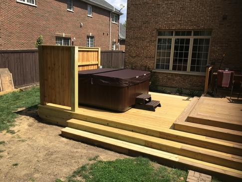 Elmhurst IL wood deck with hot tub A-Affordable Decks