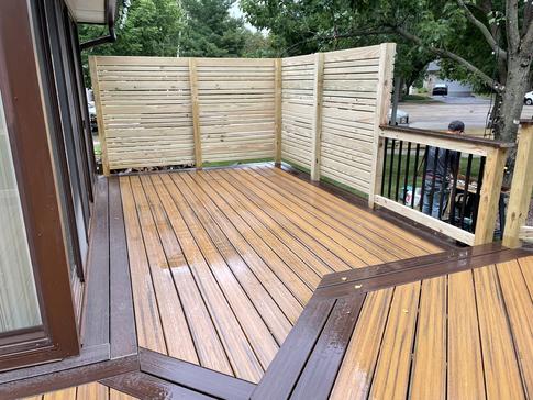 Naperville IL Trex deck with wood privacy screen 2021 A-Affordable Decks