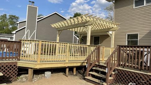 Deck and pergola (pressure-treated) in Lombard IL A-Affordable Decks Lombard
