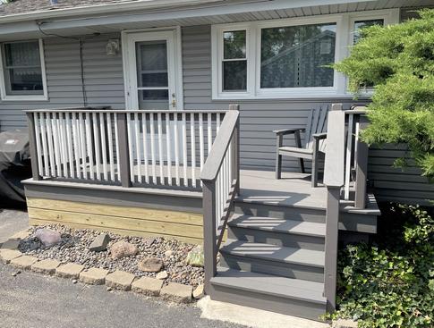 Lombard IL 2024 small deck and stairs Trex completed. A-Affordable Decks Lombard