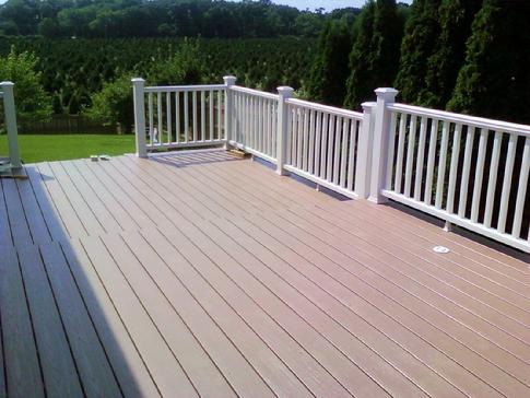 Rail and floor complete! Trex Transcends (white) railing. Planking is AZEK PVC Sedona. A-Affordable Decks in Lombard Illinois builds quality decks in Woodridge. For a no obligation in-home consultation phone 630-620-4130